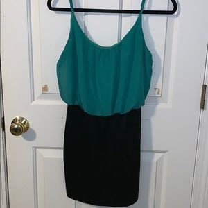 Teal pencil skirt dress